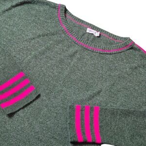 Mersea Women's OS Green Pink Stripe Sweater Coastal Preppy Lightweight